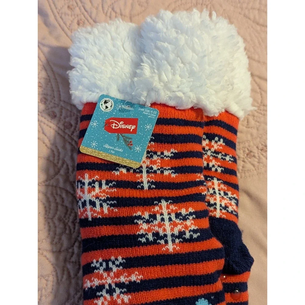 Disney Stitch Comfy Feet Unisex Fuzzy‎ Baba Slipper Socks Shoe Size 4-10 NWT